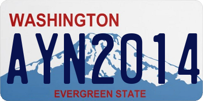 WA license plate AYN2014