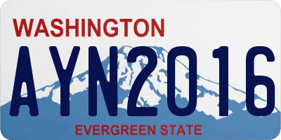 WA license plate AYN2016