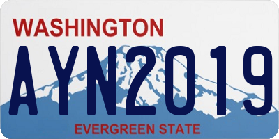WA license plate AYN2019