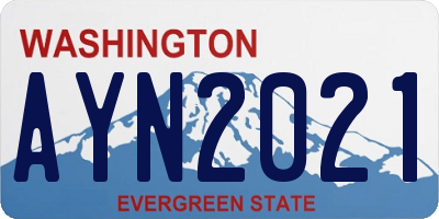 WA license plate AYN2021