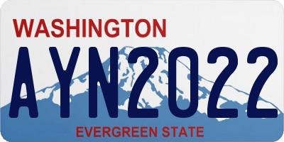 WA license plate AYN2022