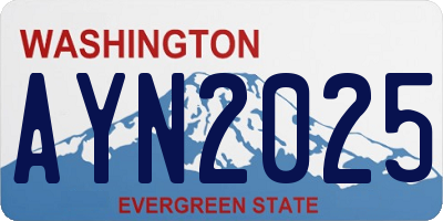 WA license plate AYN2025