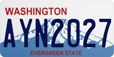 WA license plate AYN2027