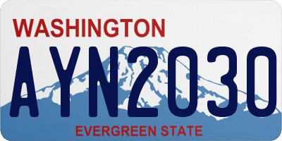 WA license plate AYN2030