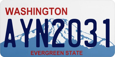 WA license plate AYN2031