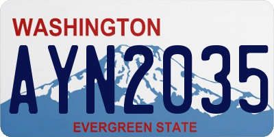 WA license plate AYN2035