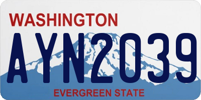 WA license plate AYN2039