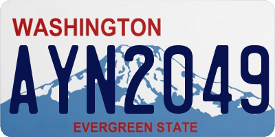 WA license plate AYN2049