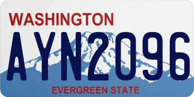 WA license plate AYN2096