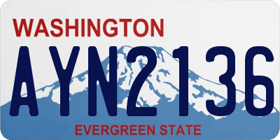 WA license plate AYN2136