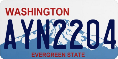 WA license plate AYN2204