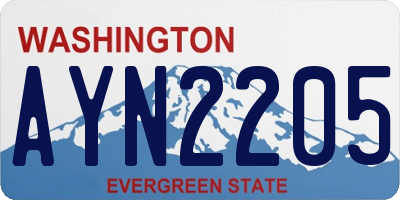 WA license plate AYN2205
