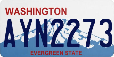 WA license plate AYN2273