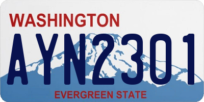 WA license plate AYN2301