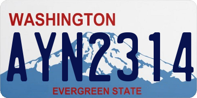 WA license plate AYN2314