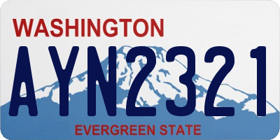 WA license plate AYN2321