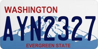 WA license plate AYN2327