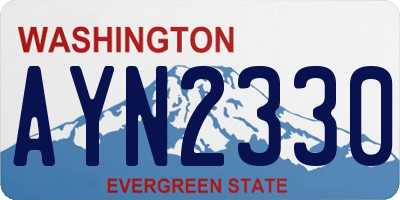 WA license plate AYN2330