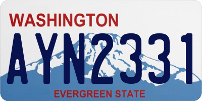 WA license plate AYN2331