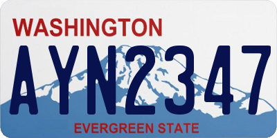 WA license plate AYN2347