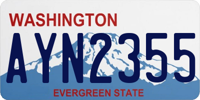 WA license plate AYN2355