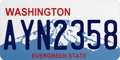 WA license plate AYN2358
