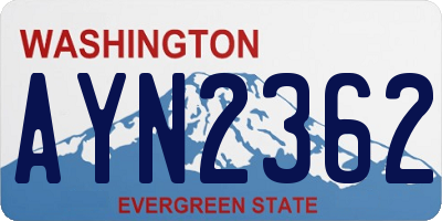 WA license plate AYN2362