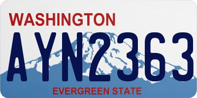 WA license plate AYN2363