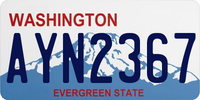 WA license plate AYN2367