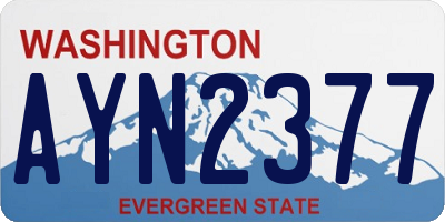 WA license plate AYN2377
