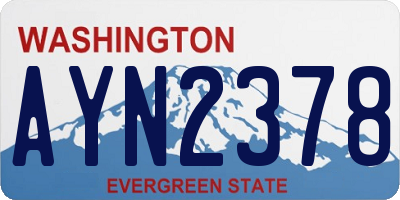 WA license plate AYN2378