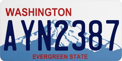 WA license plate AYN2387