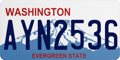 WA license plate AYN2536