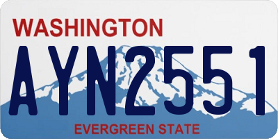 WA license plate AYN2551