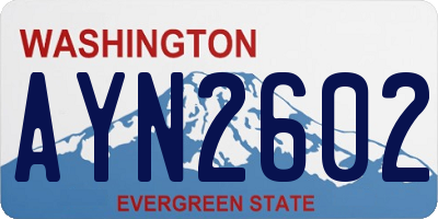 WA license plate AYN2602