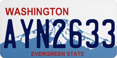 WA license plate AYN2633