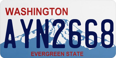WA license plate AYN2668