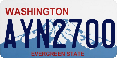 WA license plate AYN2700