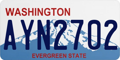 WA license plate AYN2702