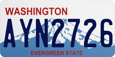 WA license plate AYN2726