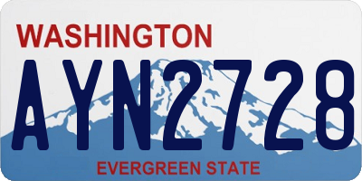 WA license plate AYN2728