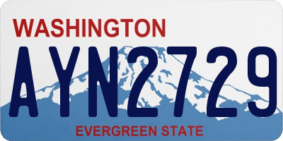 WA license plate AYN2729