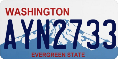WA license plate AYN2733