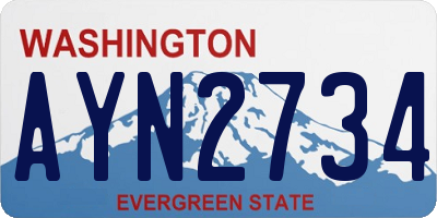 WA license plate AYN2734