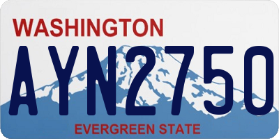 WA license plate AYN2750