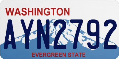 WA license plate AYN2792