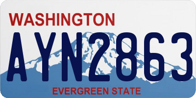 WA license plate AYN2863