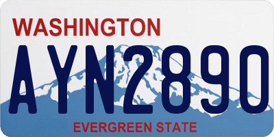 WA license plate AYN2890