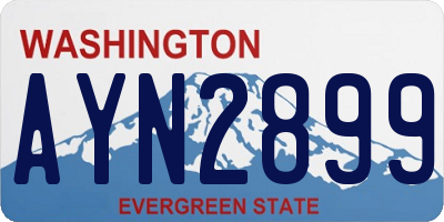 WA license plate AYN2899