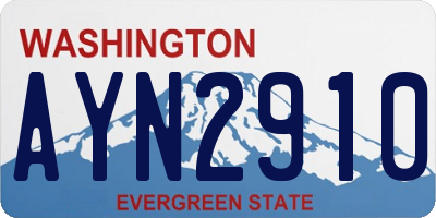 WA license plate AYN2910